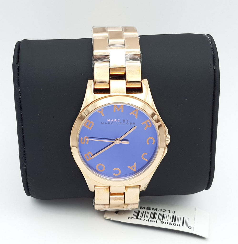 Marc Jacobs Henry Blue Dial Rose Gold Steel Strap Watch for Women - MBM3213