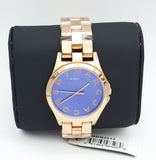 Marc Jacobs Henry Blue Dial Rose Gold Steel Strap Watch for Women - MBM3213