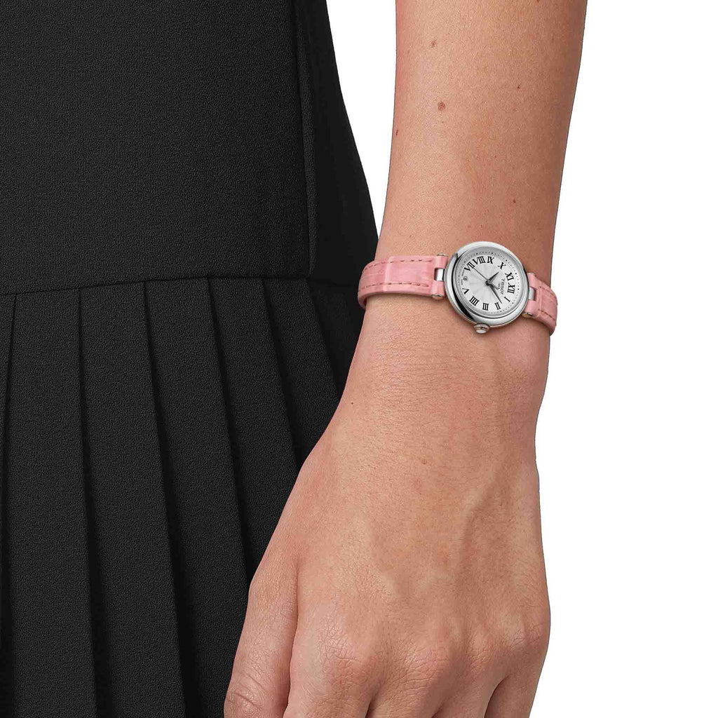 Tissot Bellissima Small Lady Silver Dial Pink Leather Strap Watch For Women - T126.010.16.013.01