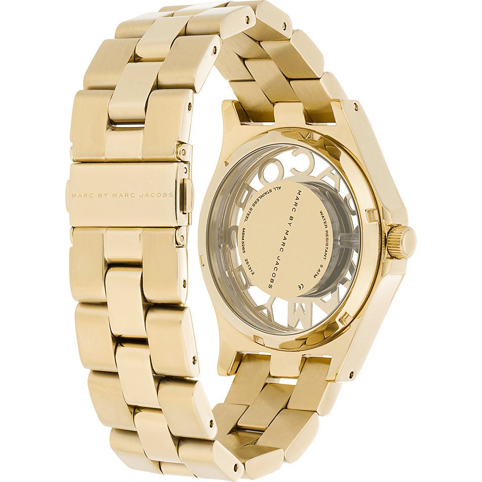 Marc Jacobs Henry Skeleton Gold Dial Gold Steel Strap Watch for Women - MBM3263