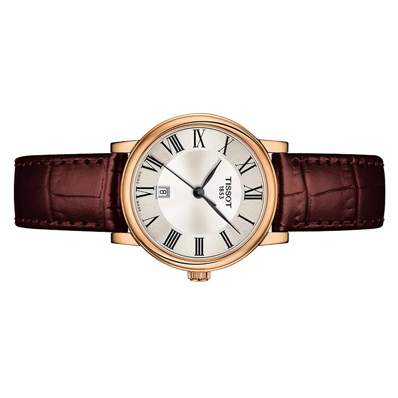Tissot Carson Premium Lady Silver Dial Brown Leather Strap Watch For Women - T122.210.36.033.00