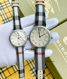 Burberry Classic Stone Silver Dial Horseberry Black Leather Strap Watch for Women - BU10103