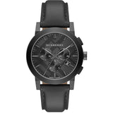 Burberry The City Black Dial Black Leather Strap Watch for Men - BU9364