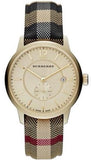 Burberry The Classic Round Gold Dial Brown Leather Strap Unisex Watch - BU10001