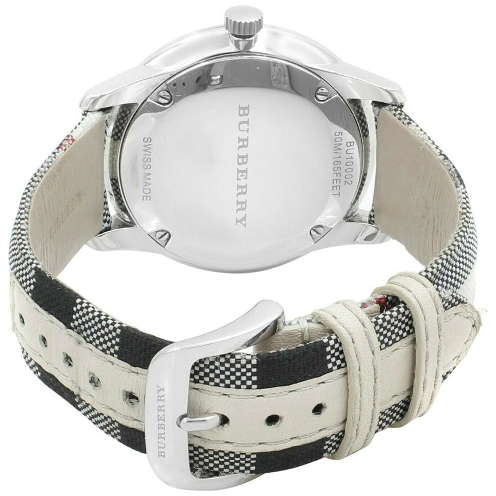 Burberry The Classic Horseferry Silver Dial Black Leather Strap Watch for Men - BU10002