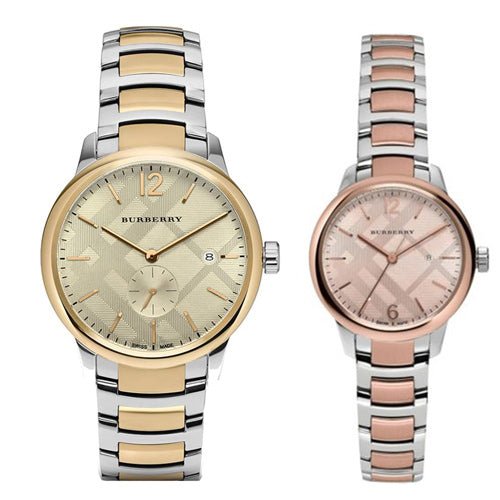 Burberry The Classic Gold Dial Two Tone Steel Strap Watch for Men - BU10011