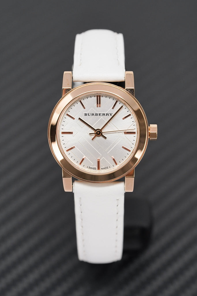 Burberry The City White Dial White Leather Strap Watch for Women - BU9108