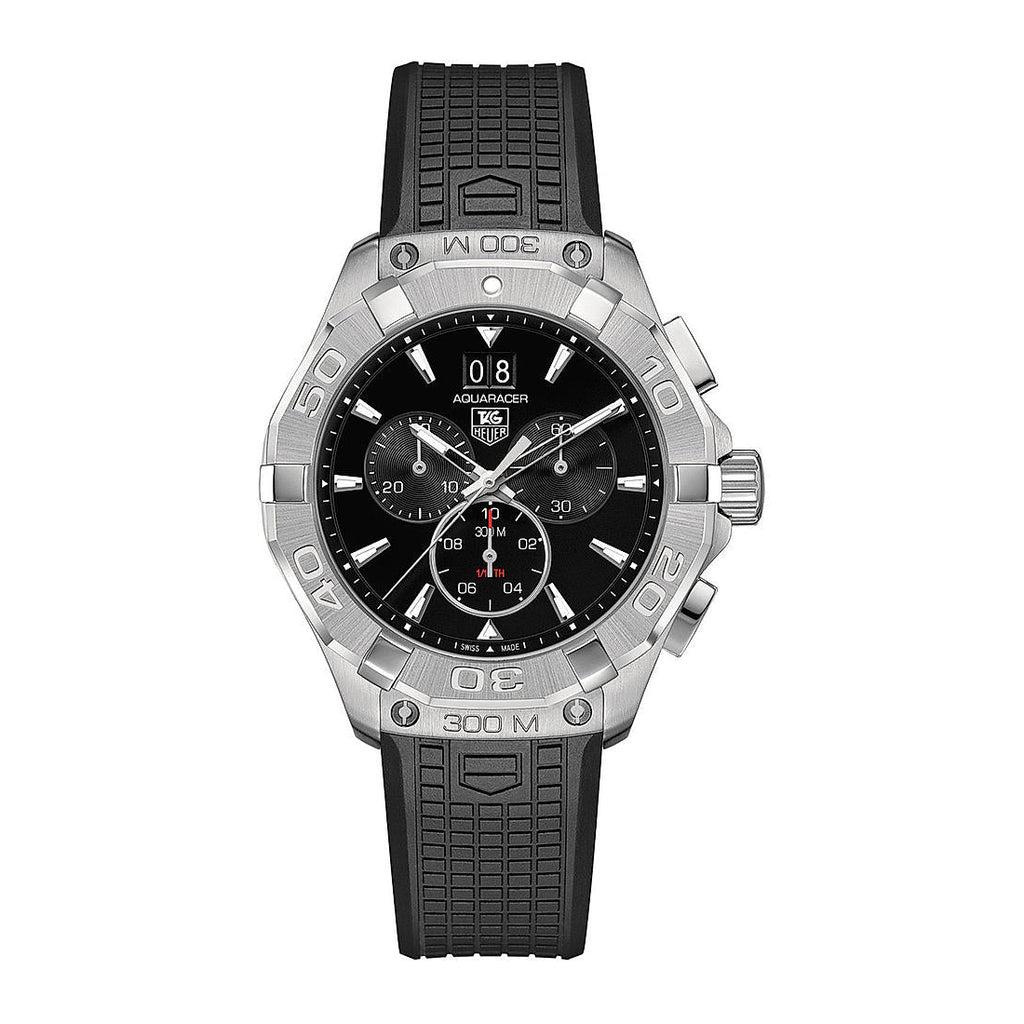 Tag Heuer Aquaracer Chronograph Black Dial Black Rubber Strap Watch for Men - CAY1110.FT6041