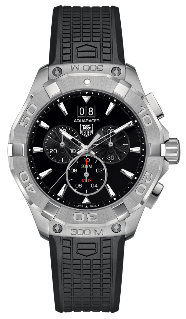 Tag Heuer Aquaracer Chronograph Black Dial Black Rubber Strap Watch for Men - CAY1110.FT6041