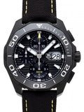 Tag Heuer Aquaracer Chronograph PVD Black Dial Black Nylon Strap Watch for Men - CAY218A.FC6361