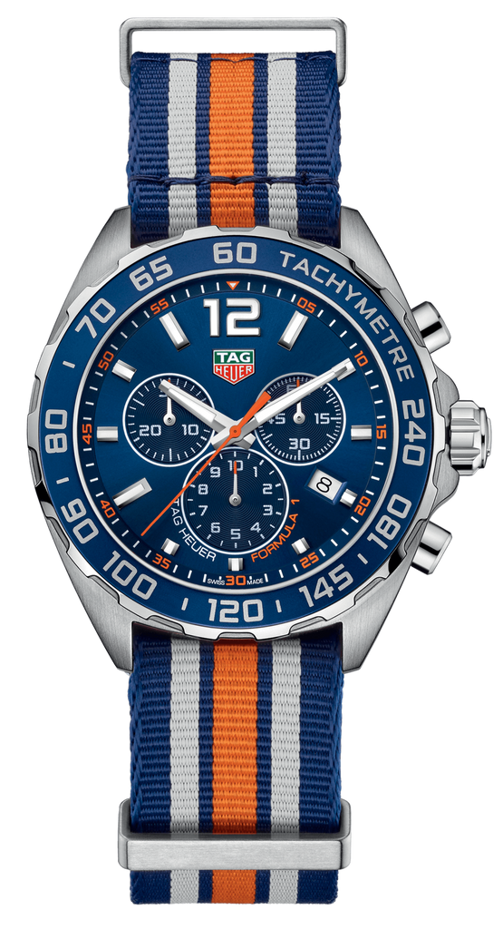 Tag Heuer Formula 1 Chronograph 43mm Blue Dial NATO Strap Watch for Men - CAZ1014.FC8196