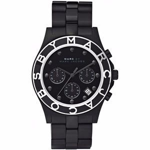 Marc Jacobs Blade Chronograph Black Dial Black Steel Strap Watch for Women - MBM3083