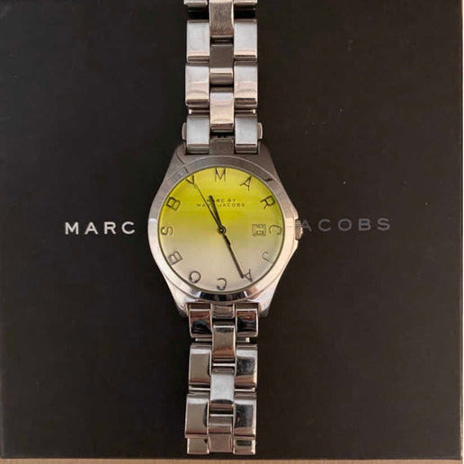 Marc Jacobs Henry Yellow Dial Silver Steel Strap Watch for Women - MBM3201