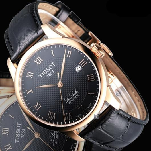 Tissot T Classic Le Locle Automatic Black Dial Black Leather Strap Watch For Men - T41.5.423.53