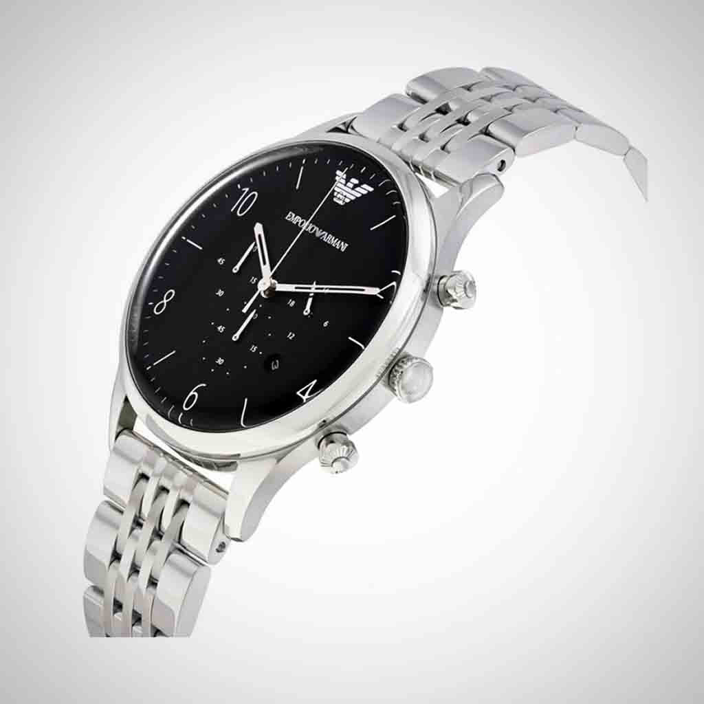 Emporio Armani Beta Chronograph Black Dial Steel Strap Watch For Men - AR1863