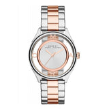 Marc Jacobs Tether Transparent White Dial Two Tone Steel Strap Watch for Women - MBM3436