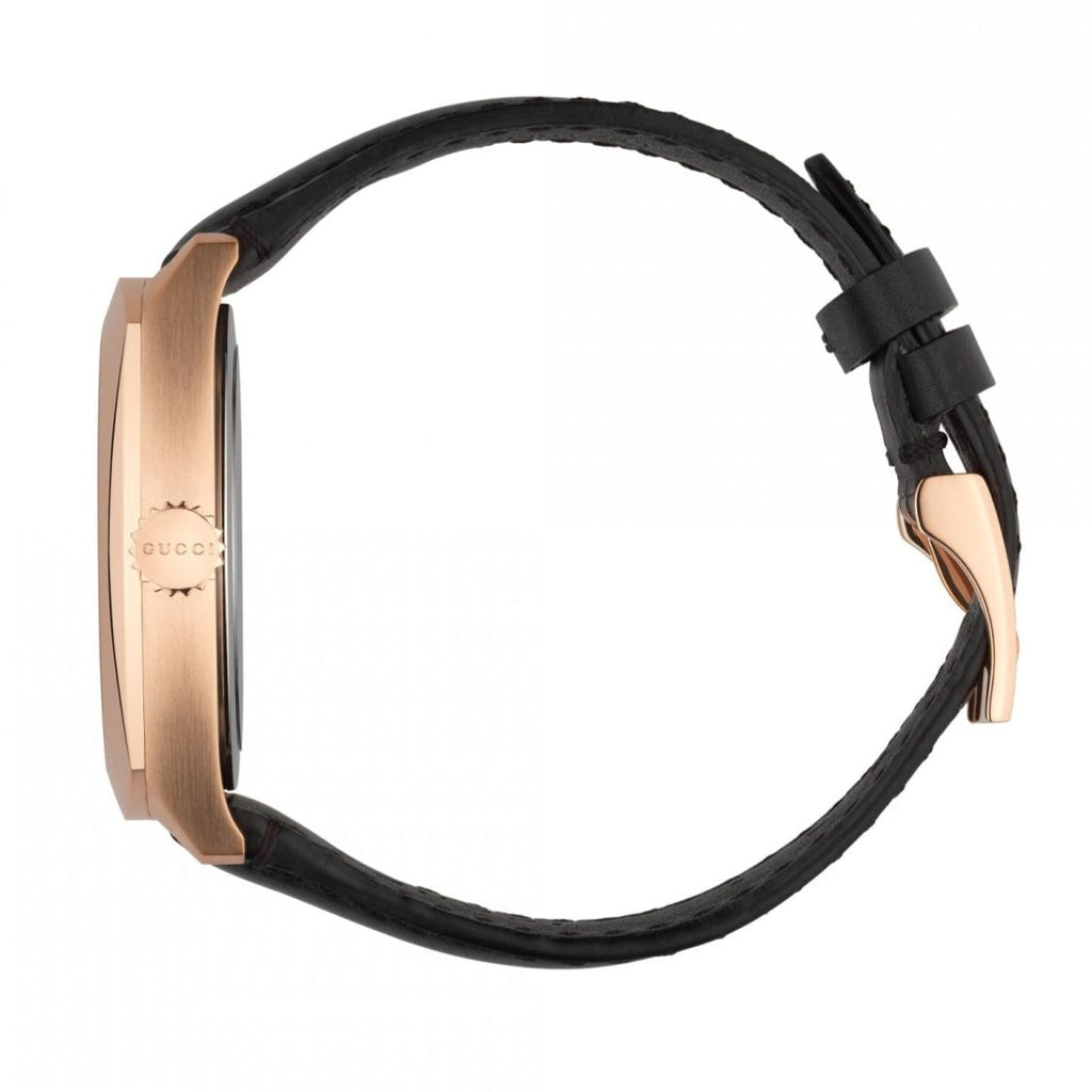 Gucci GG2570 Quartz Black Dial Black Leather Strap Watch For Men - YA142309