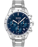 Hugo Boss Talent Blue Dial Silver Steel Strap Watch for Men - 1513582