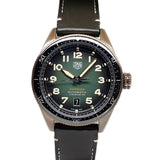 Tag Heuer Autavia Calibre 5 Automatic Olive Green Dial Green Leather Strap Watch for Men - WBE5190.FC8268
