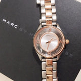 Marc Jacobs Tether Transparent White Dial Two Tone Steel Strap Watch for Women - MBM3418