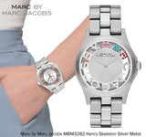 Marc Jacobs Henry Skeleton Silver Dial Silver Steel Strap Watch for Women - MBM3262