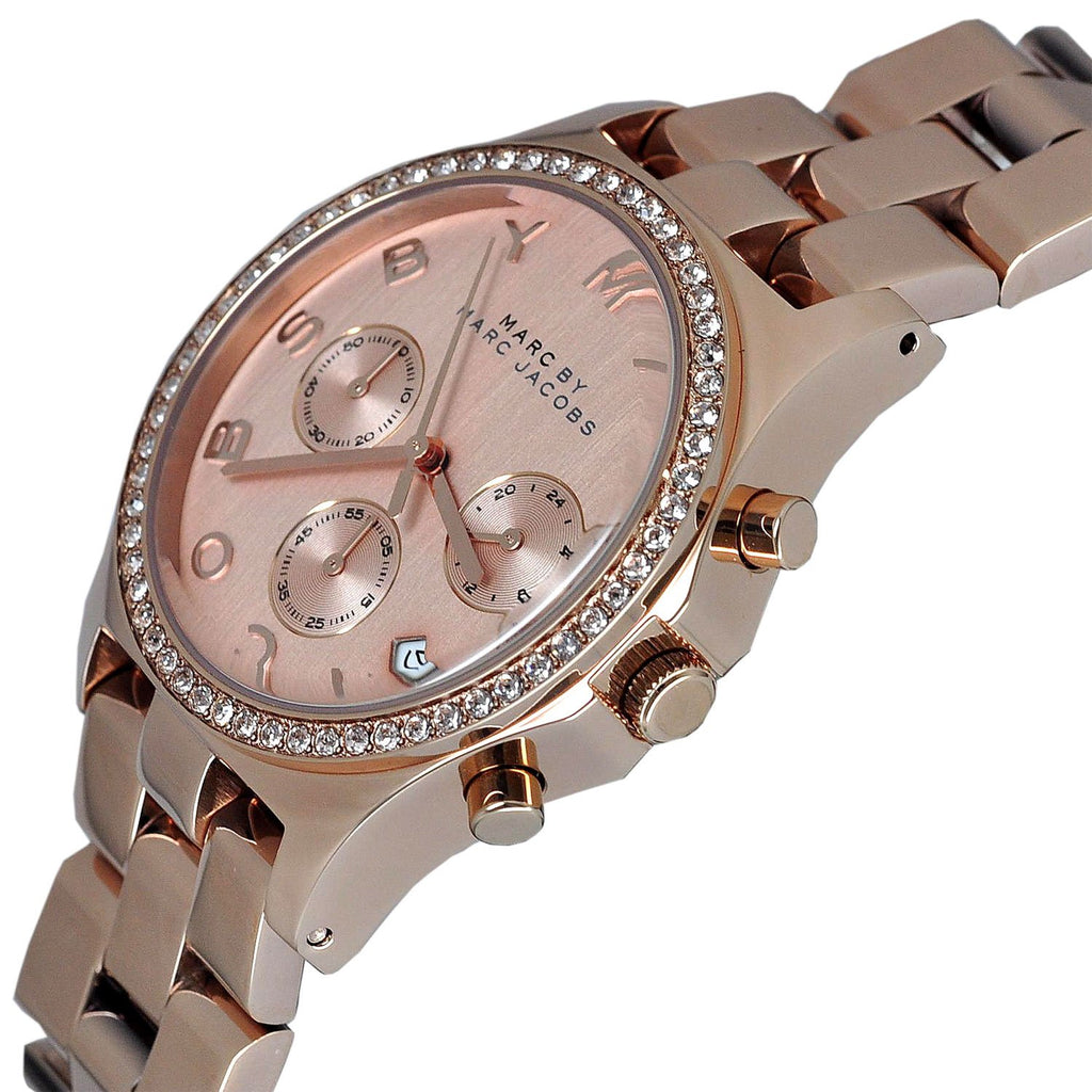Marc Jacobs Henry Chronograph Rose Gold Dial Rose Gold Steel Strap Watch for Women - MBM3118