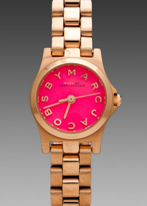 Marc Jacobs Henry Dinky Pink Dial Rose Gold Steel Strap Watch for Women - MBM3203