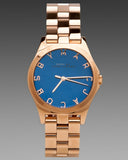 Marc Jacobs Henry Blue Dial Rose Gold Steel Strap Watch for Women - MBM3213