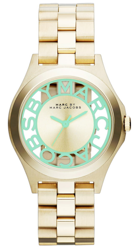 Marc Jacobs Henry Gold Dial Gold Steel Strap Watch for Women - MBM3295