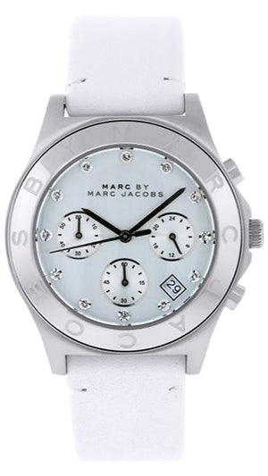 Marc Jacobs Blade White Dial White Leather Strap Watch for Women - MBM1187