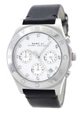Marc Jacobs Blade Chronograph White Dial Black Leather Strap Watch for Women - MBM1189
