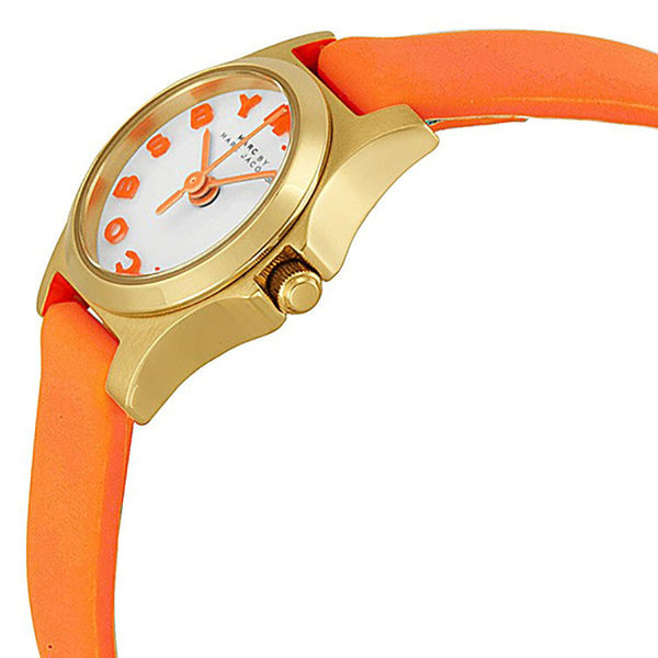Marc Jacobs Henry Dinky White Dial Orange Leather Strap Watch for Women - MBM1236