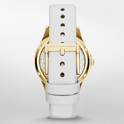 Marc Jacobs Henry Skeleton White Dial White Leather Strap Watch for Women - MBM1339