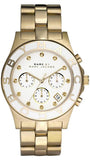 Marc Jacobs Blade Chronograph White Dial Gold Steel Strap Watch for Women - MBM3081