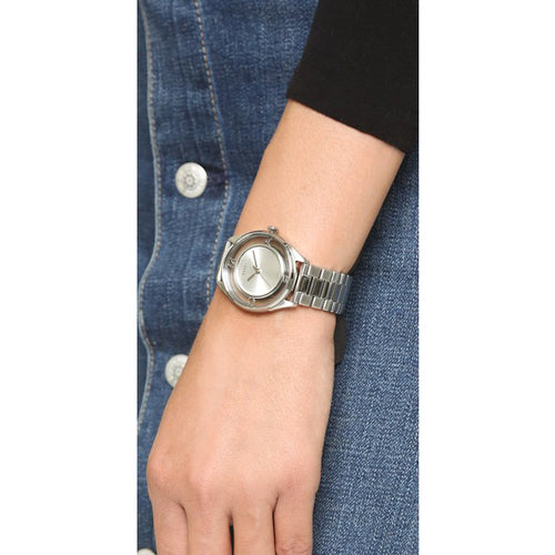 Marc Jacobs Tether Transparent Silver Dial Silver Steel Strap Watch for Women - MBM3412