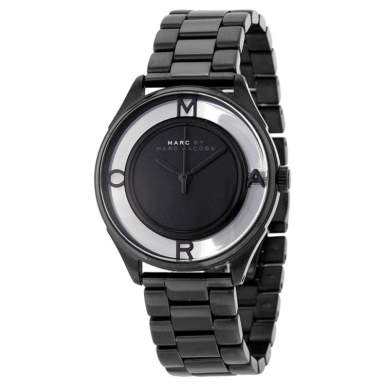Marc Jacobs Tether Transparent Black Dial Black Steel Strap Watch for Women - MBM3419