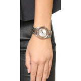 Marc Jacobs Tether Transparent White Dial Two Tone Steel Strap Watch for Women - MBM3436