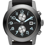 Marc Jacobs Larry Chronograph Black Dial Black Leather Strap Watch for Men - MBM5054