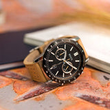 Hugo Boss Allure Black Dial Brown Leather Strap Watch for Men - 1513964