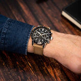 Hugo Boss Allure Black Dial Brown Leather Strap Watch for Men - 1513964