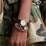 Marc Jacobs Roxy White Dial Black Leather Strap Watch for Women - MJ1537