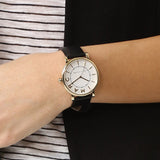 Marc Jacobs Roxy White Dial Black Leather Strap Watch for Women - MJ1537