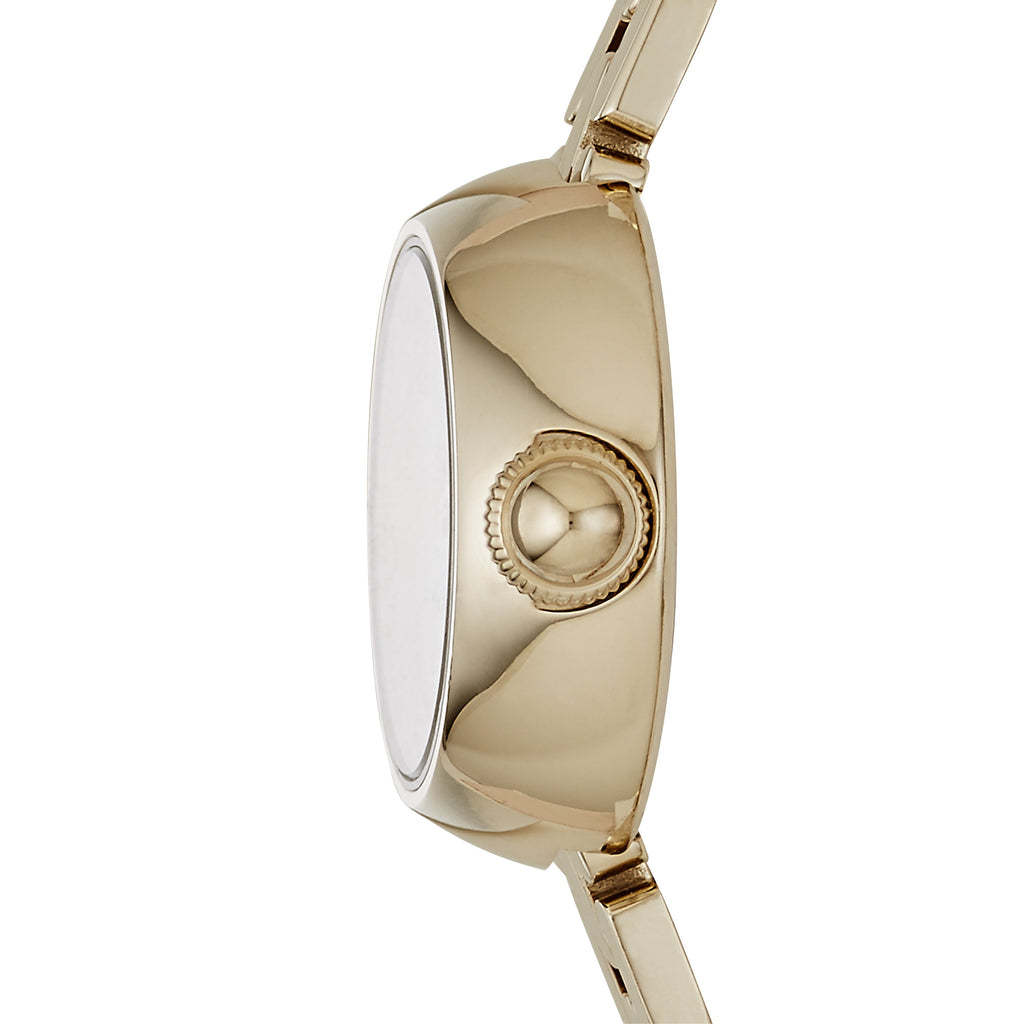 Marc Jacobs Courtney Mother of Pearl Black Dial Gold Steel Strap Watch for Women - MJ3460