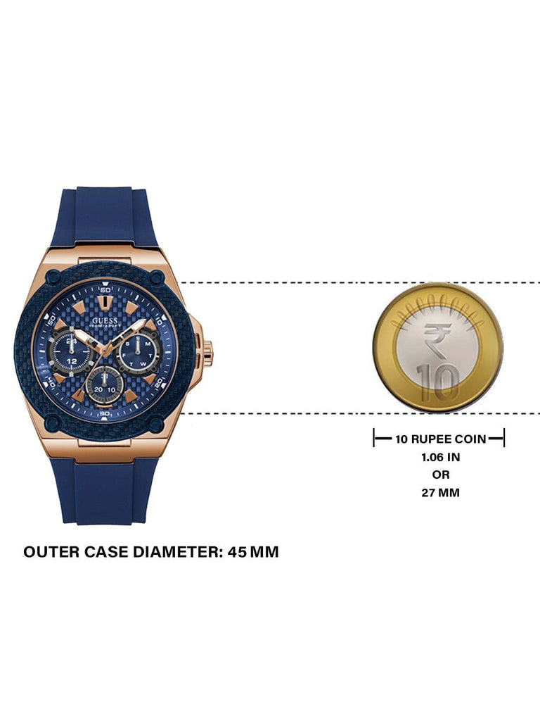 Guess Legacy Blue Dial Blue Silicone Strap Watch For Men - W1049G2