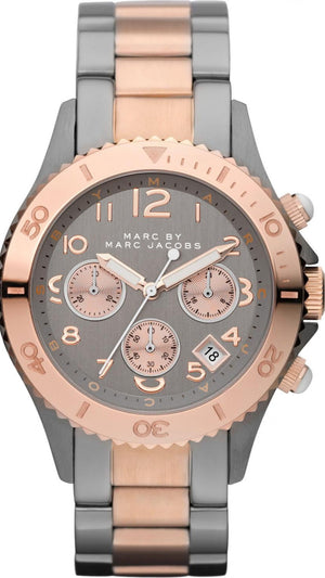 Marc Jacobs Marc Chronograph Grey Dial Two Tone Steel Strap Watch for Men - MBM3157