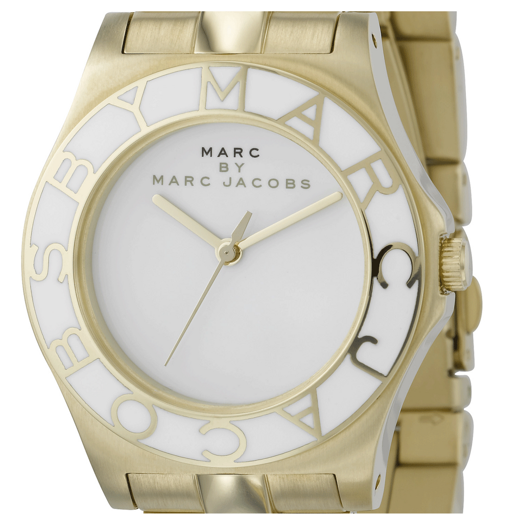 Marc Jacobs Blade White Dial Gold Steel Strap Watch for Women - MBM3050