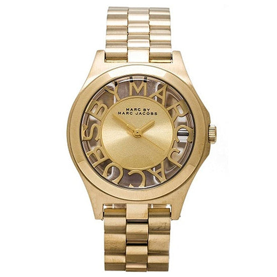 Marc Jacobs Henry Gold Dial Gold Steel Strap Watch for Women - MBM3292