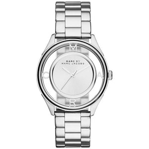 Marc Jacobs Tether Transparent Silver Dial Silver Steel Strap Watch for Women - MBM3412