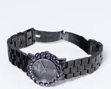 Marc Jacobs Amy Purple Dial Black Steel Strap Watch for Women - MBM3224