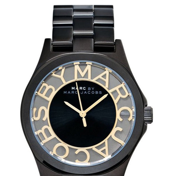 Marc Jacobs Henry Transparent Black Dial Black Steel Strap Watch for Women - MBM3255